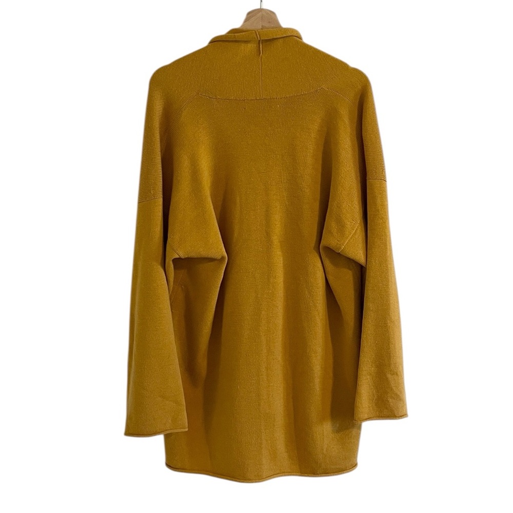 Eskandar Merino Wool Cape Cardigan Women’s One Size Mustard Yellow Lagenlook - Picture 3 of 11